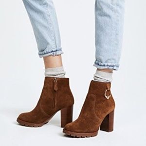 Tory Burch Sofia Lug Sole Suede Bootie